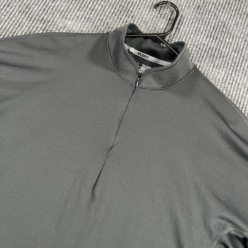 Under Armour Shirt Mens 2XL XXL Black Long Sleeve ColdGear Fitted Active 1/4 Zip